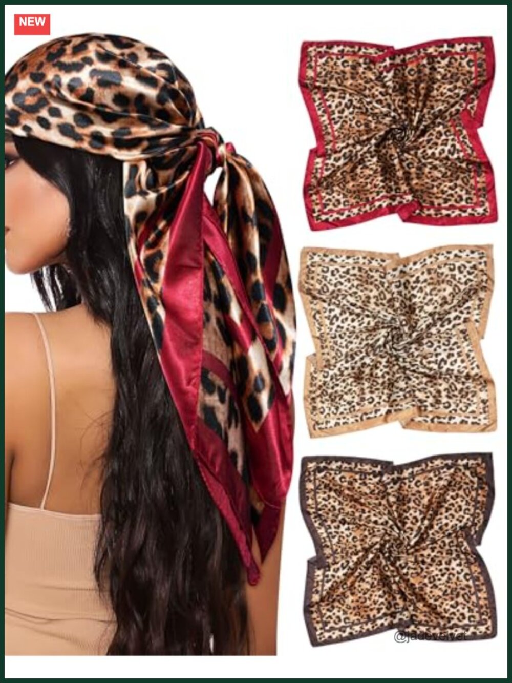 3 Pack 35" Square Satin Scarf for Women Hair Wrap Neck Scarf